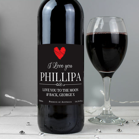 Personalised Heart Red Wine Gift: 3 - Wine By Gift Moments