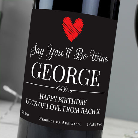 Personalised Heart Red Wine Gift: 2 - Wine By Gift Moments