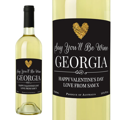 Personalised Heart Chardonnay Wine Geschenk: 5 - Wine By Gift Moments