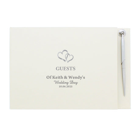 Personalised Hearts Design Guest Book & Pen: 5 - Guest Books By Gift Moments