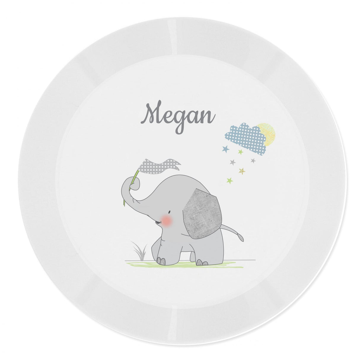 Personalised Hessian Elephant Plastic Plate: 3 - Tableware By Gift Moments