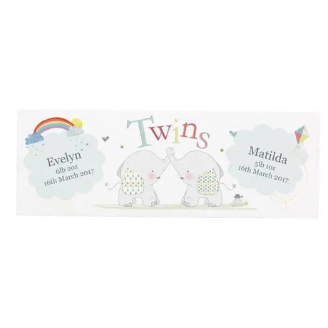 Personalised Hessian Elephant Twins Block Sign: 3 - Signs & Plaques By Gift Moments