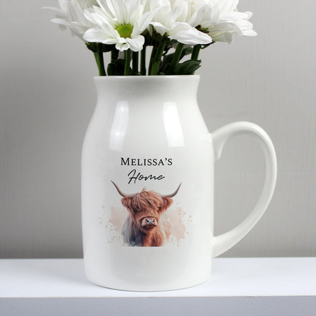 Personalised Highland Cow Jug Vase: 4 - Vases By Gift Moments