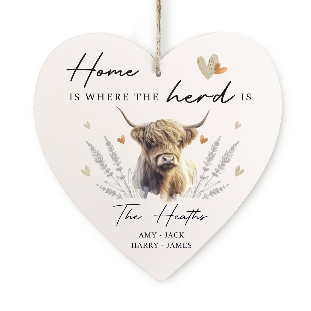 Personalised Highland Cow Heart Ornament: 5 - Decorations By Gift Moments