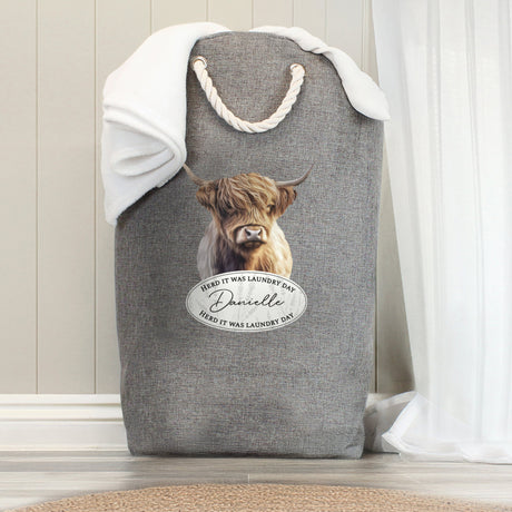 Personalised Highland Cow Laundry Bag: 2 - Storage By Gift Moments