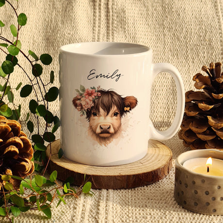 Personalised Highland Cow Ceramic Mug: 2 - Mugs By Gift Moments