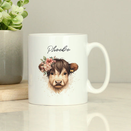 Personalised Highland Cow Ceramic Mug: 1 - Mugs By Gift Moments