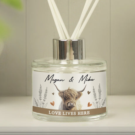 Personalised Highland Cow Reed Diffuser: 4 - Reed Diffusers By Gift Moments