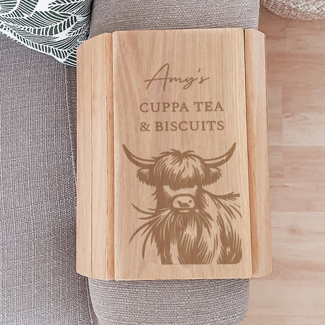 Personalised Highland Cow Sofa Tray: 3 - Coasters By Gift Moments