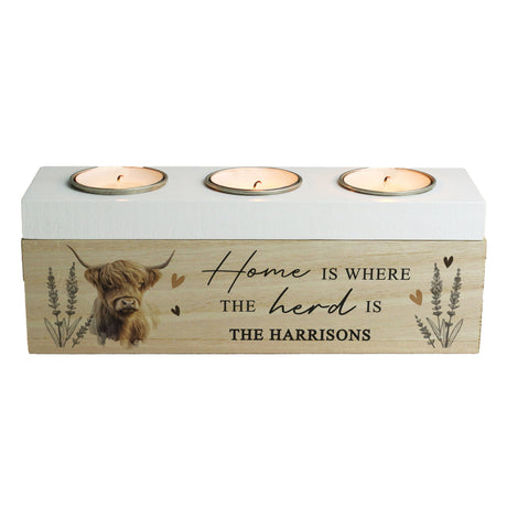 Personalised Highland Cow Tea Light Holder: 5 - Candle Holders By Gift Moments