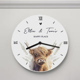 Personalised Highland Cow Wooden Clock: 2 - Clocks By Gift Moments