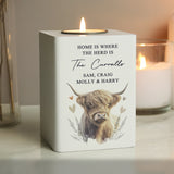 Personalised Highland Cow Tealight Holder: 2 - Candle Holders By Gift Moments