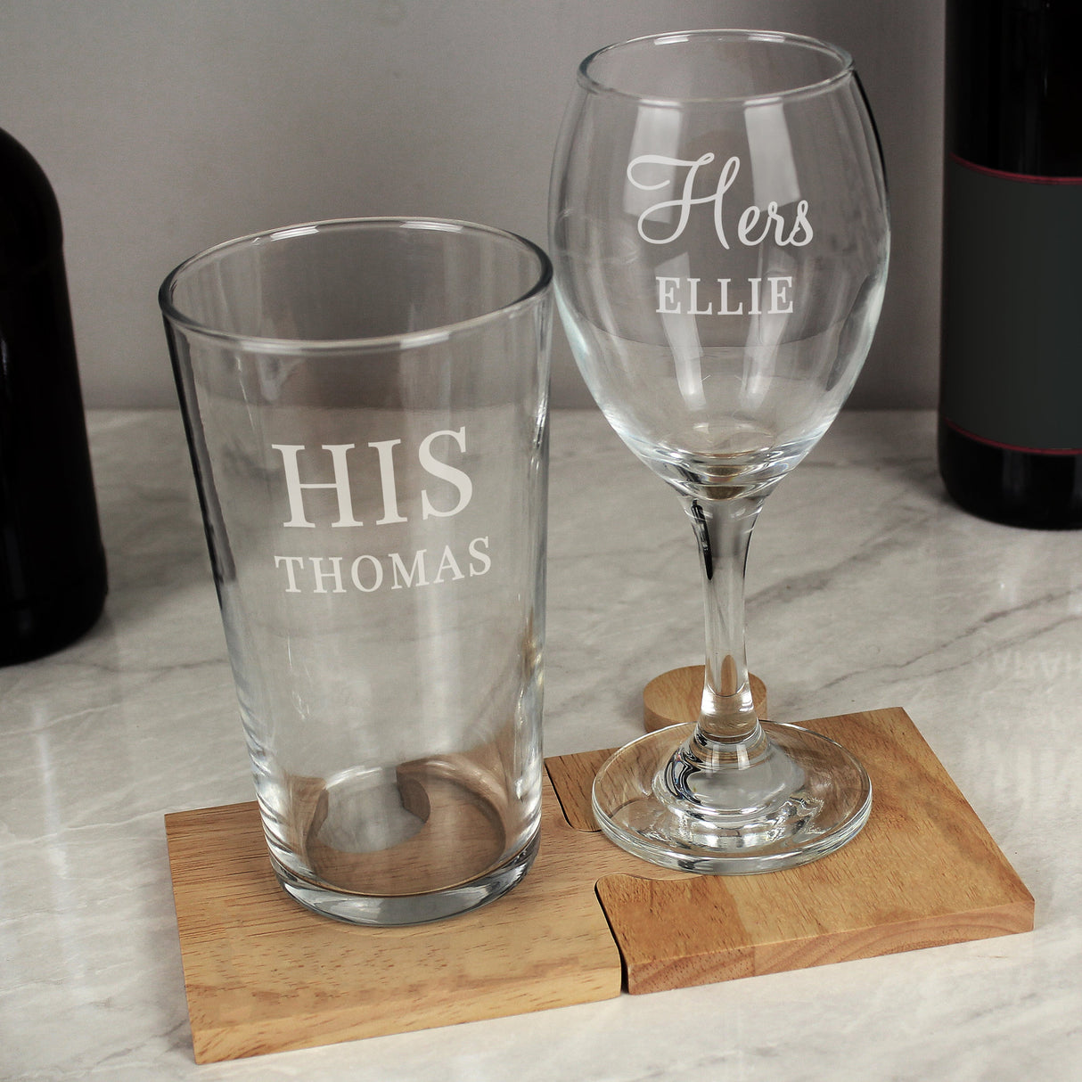 Personalised His & Her Glasses Set: 3 - Wine Glasses By Gift Moments