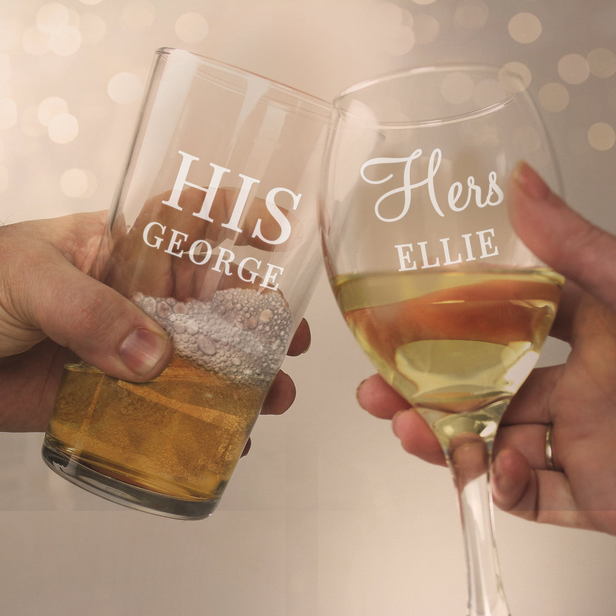 Personalised His & Her Glasses Set: 4 - Wine Glasses By Gift Moments