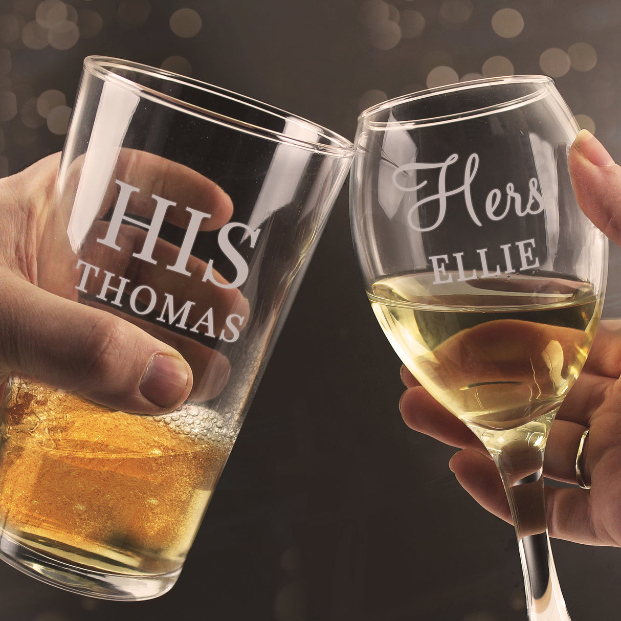 Personalised His & Her Glasses Set: 1 - Wine Glasses By Gift Moments