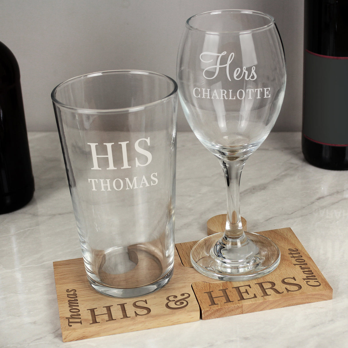 Personalised His & Hers Jigsaw Piece Set: 4 - Coasters By Gift Moments