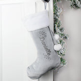 Personalised Grey Holly Christmas Stocking: 1 - Christmas Stockings By Gift Moments