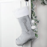 Personalised Grey Holly Christmas Stocking: 3 - Christmas Stockings By Gift Moments