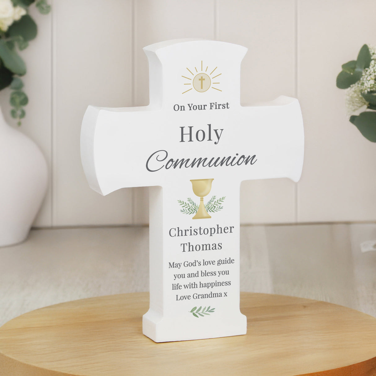 Personalised Holy Communion Cross Wooden Ornament: 2 - Ornaments By Gift Moments