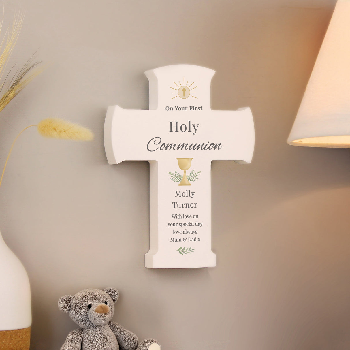 Personalised Holy Communion Cross Wooden Ornament: 3 - Ornaments By Gift Moments