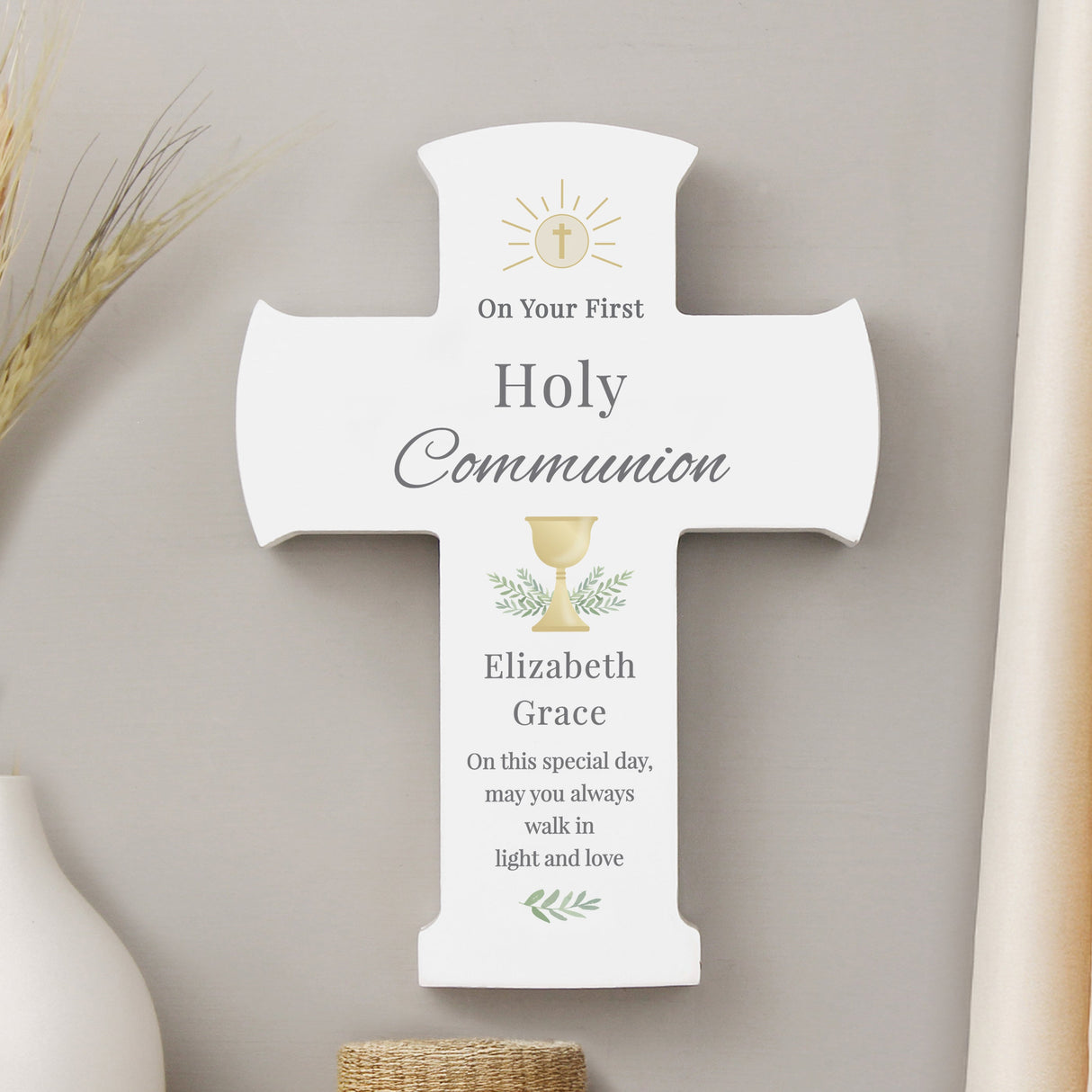 Personalised Holy Communion Cross Wooden Ornament: 6 - Ornaments By Gift Moments