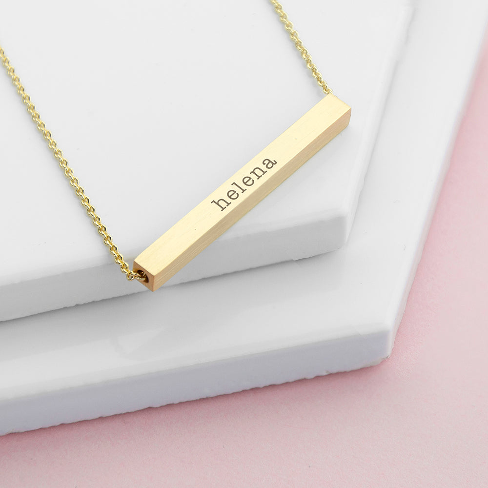 Personalised Horizontal Bar Necklace: 1 - Gold - Necklaces By Gift Moments