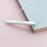 Personalised Horizontal Bar Necklace: 2 - Silver - Necklaces By Gift Moments