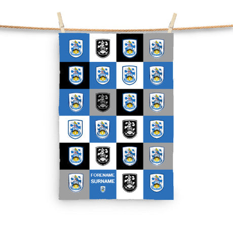 Personalised Huddersfield Town Chequered Tea Towel: 1 - Tea Towels By Huddersfield Town