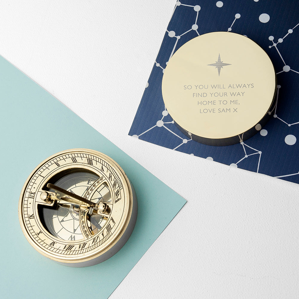 Personalised Brass Adventurer’s Sundial Compass: 8 - Compasses By Gift Moments