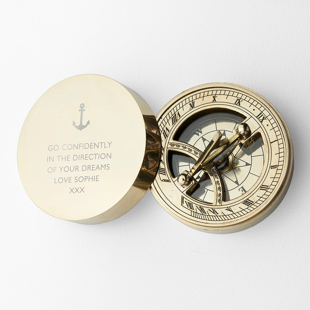 Personalised Brass Adventurer’s Sundial Compass: 5 - Compasses By Gift Moments