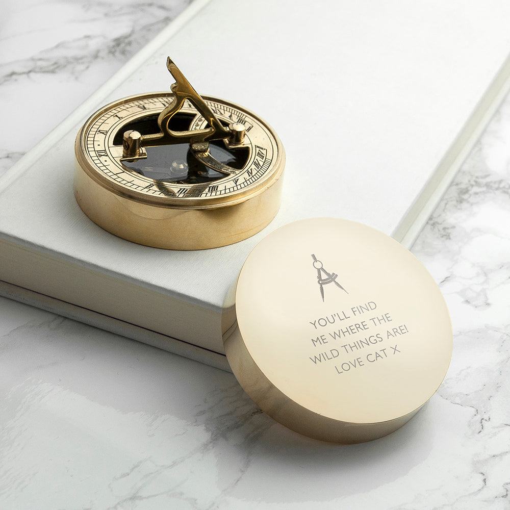 Personalised Brass Adventurer’s Sundial Compass: 9 - Compasses By Gift Moments