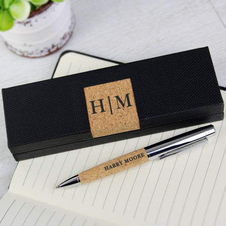 Personalised Cork Pen Set with Initials: 2 - Pens & Pencils By Gift Moments