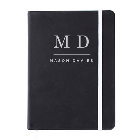 Personalised Initials Black Hardback Notebook: 6 - Notebooks By Gift Moments