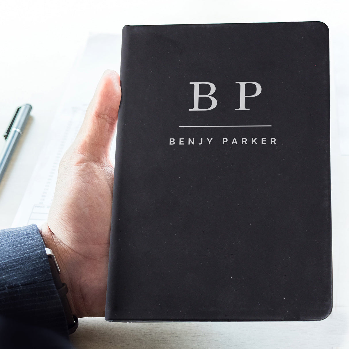 Personalised Initials Black Hardback Notebook: 2 - Notebooks By Gift Moments