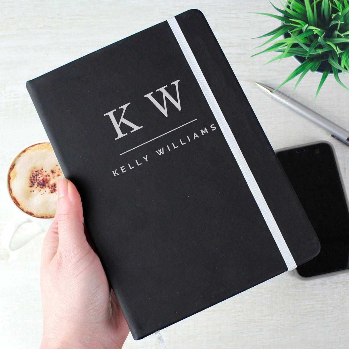 Personalised Initials Black Hardback Notebook: 4 - Notebooks By Gift Moments