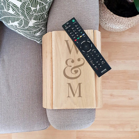 Personalised Wooden Sofa Tray with Initials: 1 - Coasters By Gift Moments