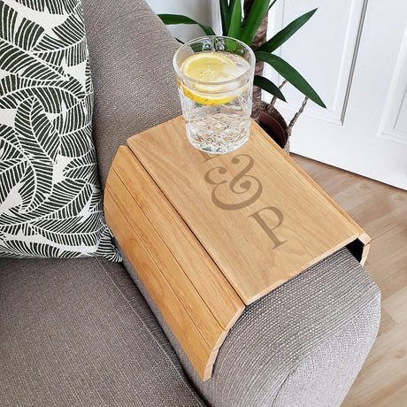 Personalised Wooden Sofa Tray with Initials: 3 - Coasters By Gift Moments