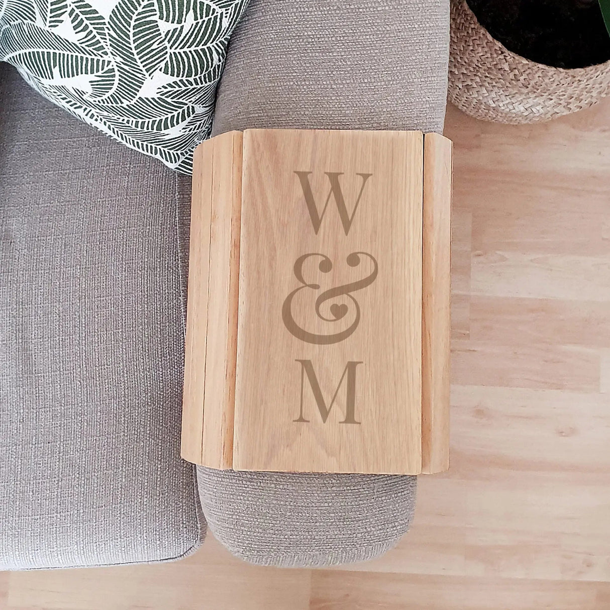 Personalised Wooden Sofa Tray with Initials: 2 - Coasters By Gift Moments