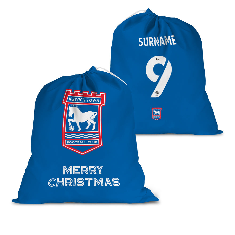 Personalised Ipswich Town FC Santa Sack: 1 - Christmas By Ipswich Town