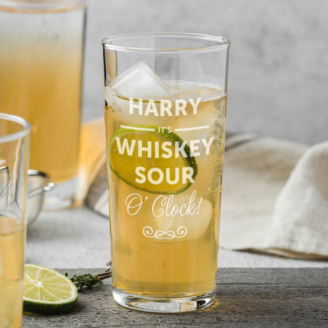 Personalised It’s O’Clock Hi Ball Glass: 4 - Highball Glasses By Gift Moments