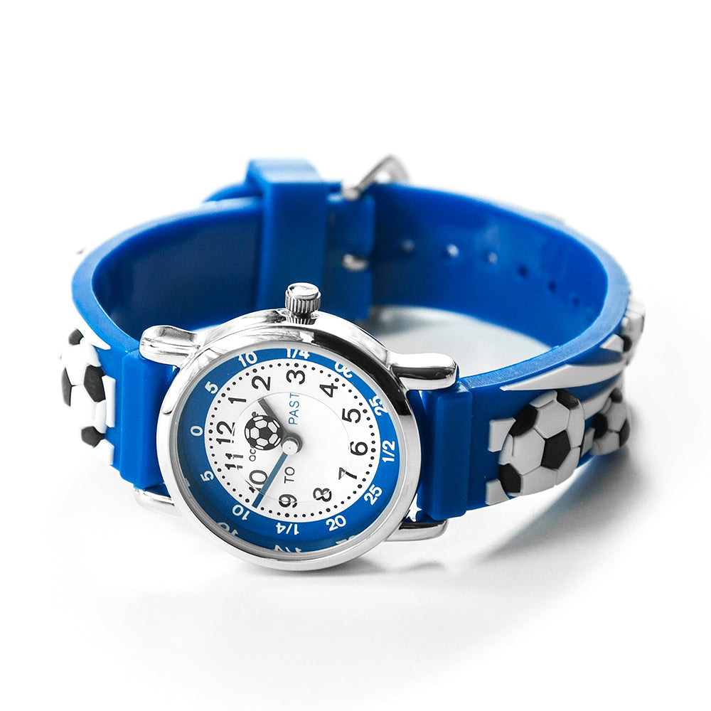 Personalised Kids Blue Football Watch: 10 - Metal Watches By Gift Moments