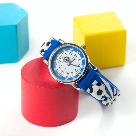 Personalised Kids Blue Football Watch: 1 - Metal Watches By Gift Moments