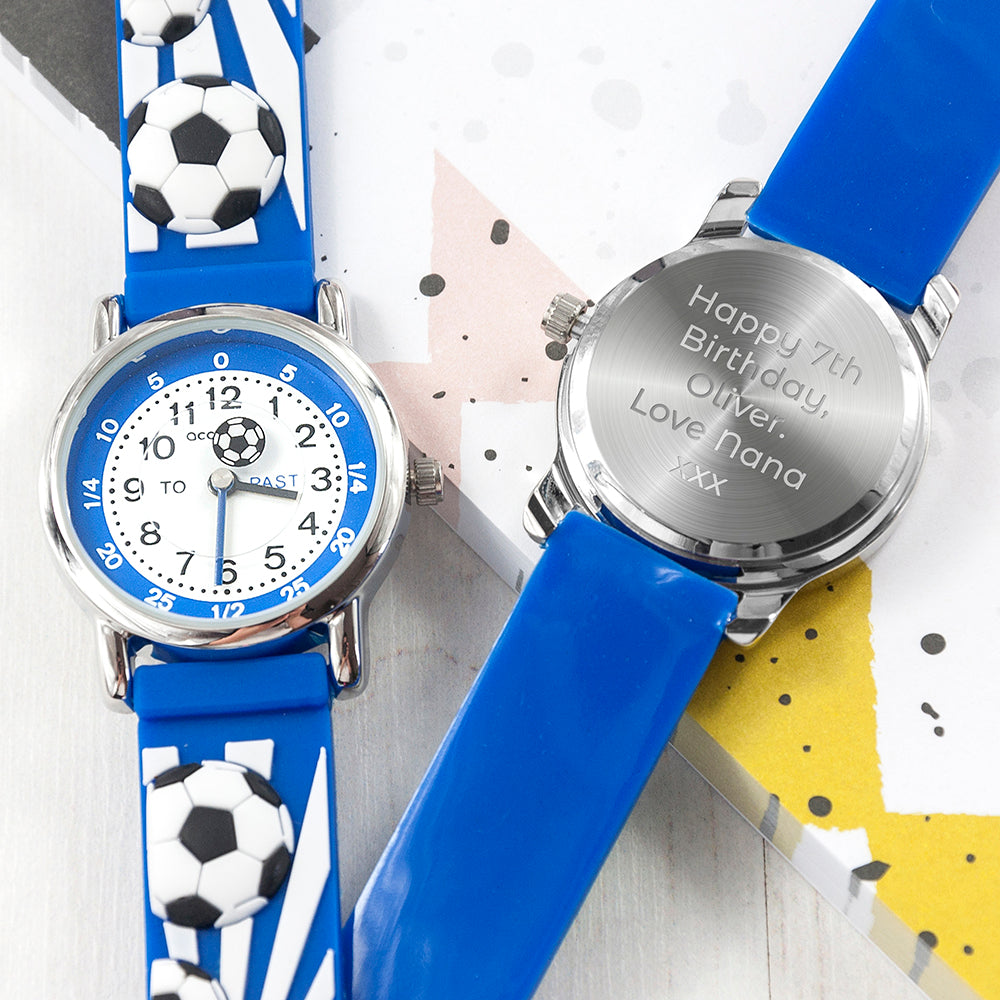 Personalised Kids Blue Football Watch: 2 - Metal Watches By Gift Moments