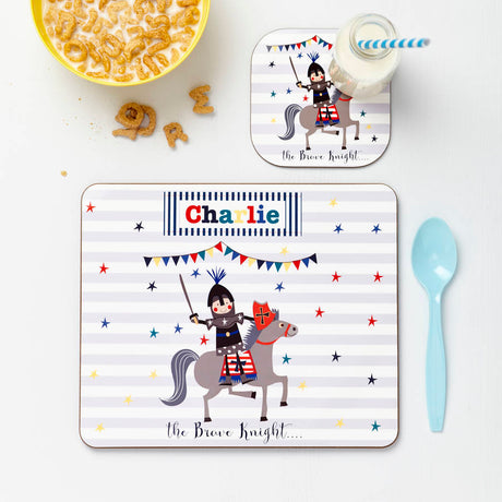 Personalised Kid's Knight Placemat & Coaster Set Default Title - Placemats at Gift Moments