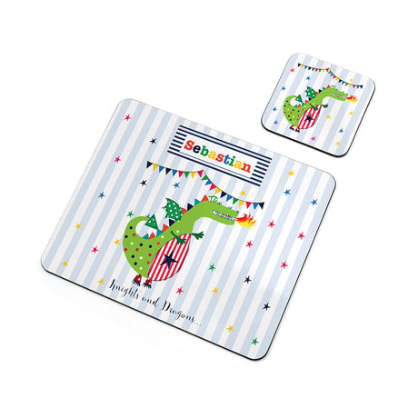 Personalised Kids Dragon Placemat & Coaster Set: 3 - Placemats By Gift Moments