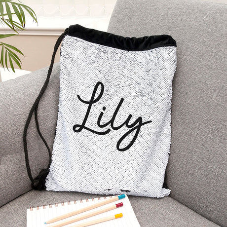 Personalised Hidden Message Sequin Bag: 3 - Black - Kids Bags By Gift Moments