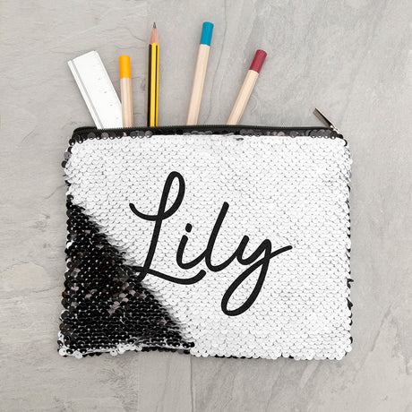 Personalised Sequin Hidden Message Pencil Case: 3 - Black - Pencil Cases & Sets By Gift Moments