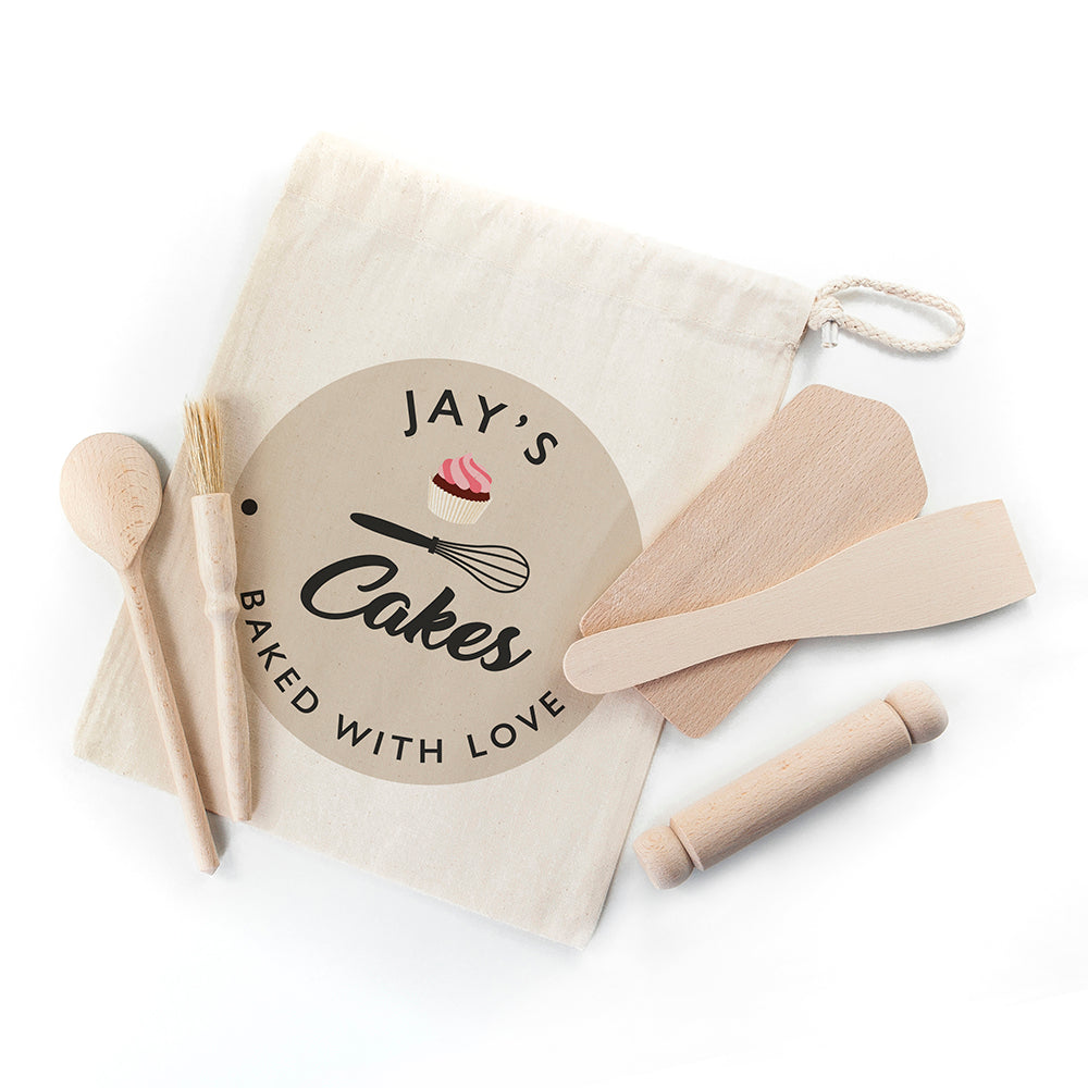 Personalised Kids Baking Set in Cream Bag: 4 - Tools By Gift Moments