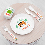 Personalised Kids Jungle Animal Plastic Dining Set Default Title - Tableware at Gift Moments