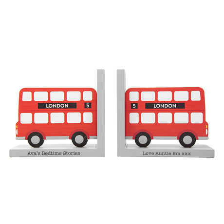 Personalised Double Decker Bus Bookends: 5 - Bookends By Gift Moments